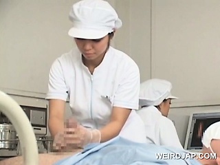 Sweet Asian Nurses Giving Handjob In Group For Cum Sample at DrTuber