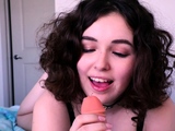 Amateur webcam brunette loves sucking on some fat cock